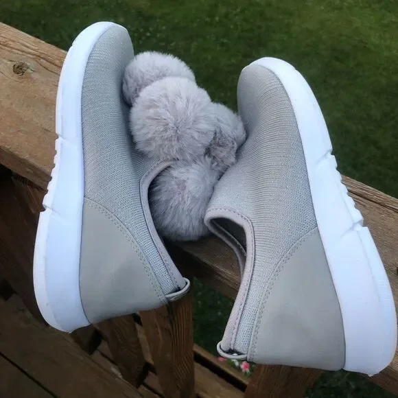 Sam Edelman Circus Pom Pom slip on sliver sparkle casual sneakers size 6 - Picture 6 of 8